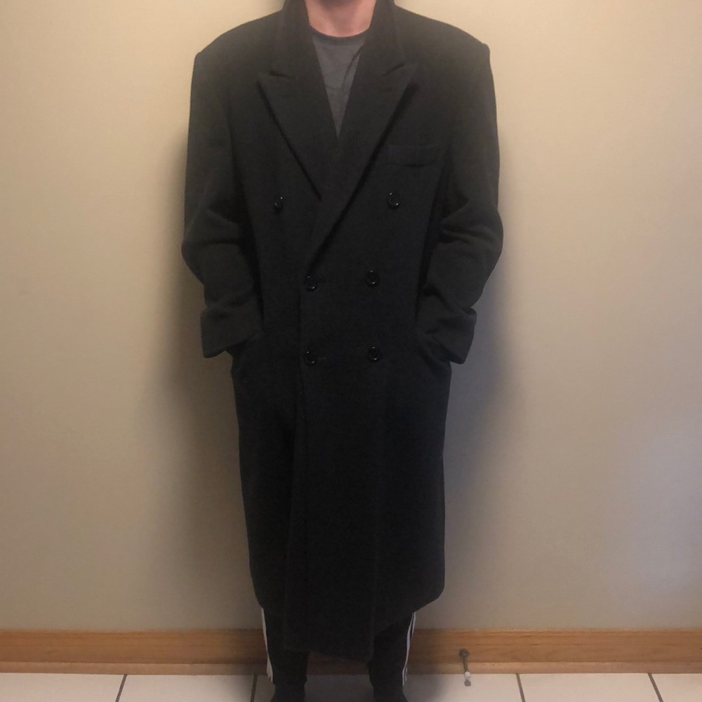 Used Long Black Pea Coat in very good condition